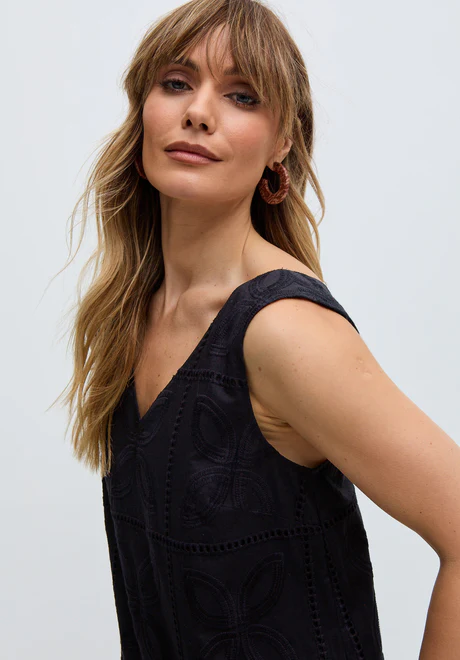 low-waisted, full-cut midi dress
